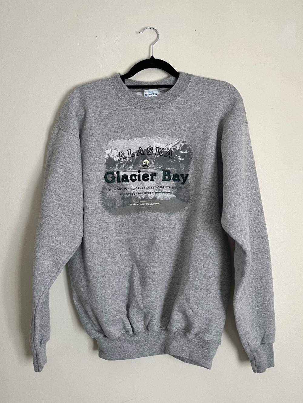 Princess Cruises Alaska Glacier Bay graphic grey crewneck sweatshirt medium